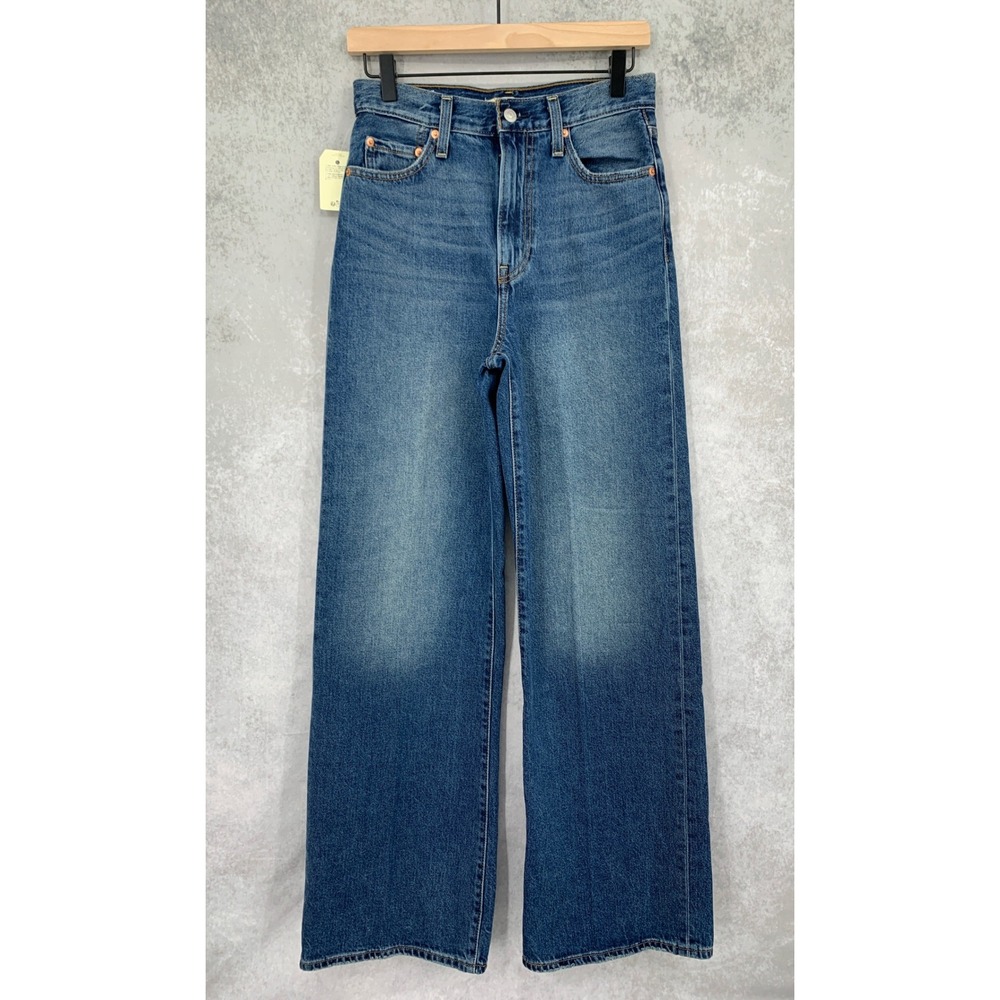 Levis Wide Leg Jeans Womens 26 Blue Ribcage Wide Leg 100% Cotton Denim Pants NEW